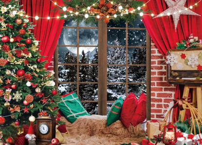 Picture of Dudaacvt 7x5ft Christmas Window Backdrop for Photography Winter Merry Xmas Tree Background Snow Holiday Photobooth Portrait Party Banner Festival Photo Studio Props Supplies