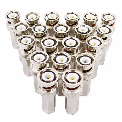 Picture of BeElion 20PCS BNC Male Twist-on Coax Coaxial RG59 Connector for CCTV Security Camera