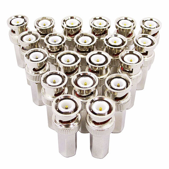 Picture of BeElion 20PCS BNC Male Twist-on Coax Coaxial RG59 Connector for CCTV Security Camera