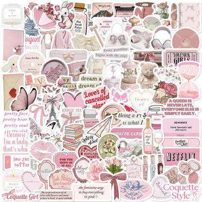 Picture of Coquette Stickers,Coquette Aesthetic Vinyl Laptop Computer Phone Water Bottle Stickers(100PCS)