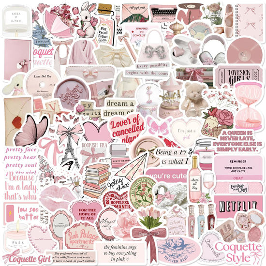 Picture of Coquette Stickers,Coquette Aesthetic Vinyl Laptop Computer Phone Water Bottle Stickers(100PCS)