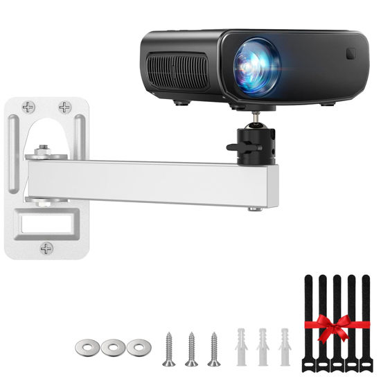 Picture of DAWASAPAT Mini Projector Wall Mount- Adjustable Tilt&Swivel Hanging Projector Holder Wall Mount Hanger Rack Stand with 1/4" Screw for Mini Projector with Cable Ties