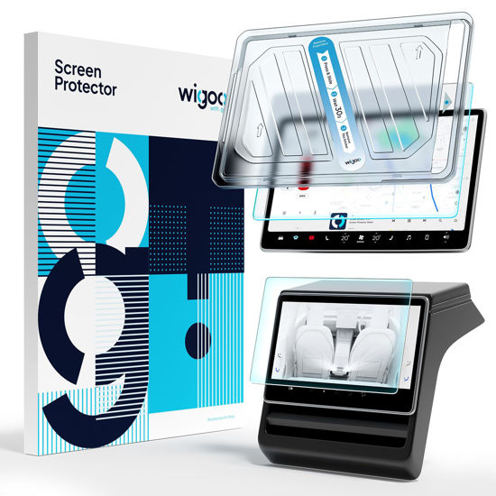Picture of Wigoo Tesla Tesla Model X/S Accessories Screen Protector [No More Glare & Fingerprint] 9H Tempered Glass Protector for Model X(2021~2024) Model S(2021~2024) Front & Rear Screen [2-Pack]