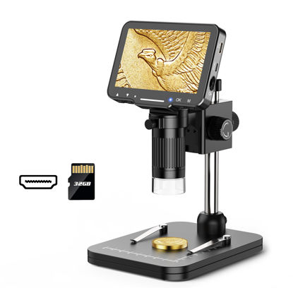 Picture of LP043H 4.3 Inch Coin Microscope with HDMI, Leipan 1000X LCD Digital Microscope for Adults,1080P Coin Magnifier Taking Photo/Video with 8 LEDs,Compatible with Windows,Mac,and TV,32GB SD Card Included