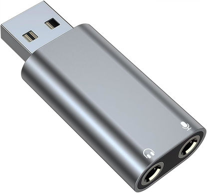 Picture of 𝐔𝐩𝐠𝐫𝐚𝐝𝐞𝐝 USB to 3.5mm Jack Audio Adapter, USB Sound Card, USB to 3.5mm,USB to Audio Jack Adapter for PS4/PS5/Headphone/Mac/Linux/Laptop/Desktops/Docking Station