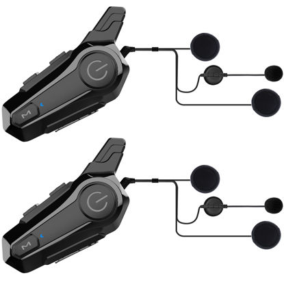 Picture of cepkquis Motorcycle Bluetooth Headset Wireless Helmet 400M Intercom Headphone with CVC Noise Cancellation Stereo Music IPX6 Waterproof for Half/Open Face Helmet 2 Pack