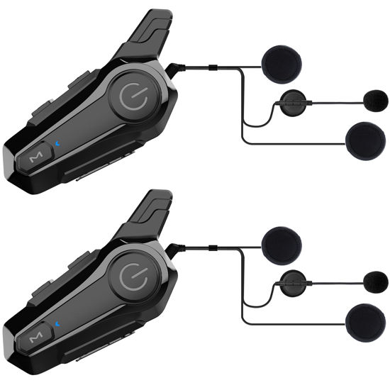 Picture of cepkquis Motorcycle Bluetooth Headset Wireless Helmet 400M Intercom Headphone with CVC Noise Cancellation Stereo Music IPX6 Waterproof for Half/Open Face Helmet 2 Pack