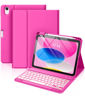 Picture of Hamile for iPad 10th Generation Case with Keyboard 10.9 Inch - 7 Colors Backlit Wireless Detachable Folio Keyboard Cover with Pencil Holder for New iPad 10th Gen 2022 (Hot Pink)