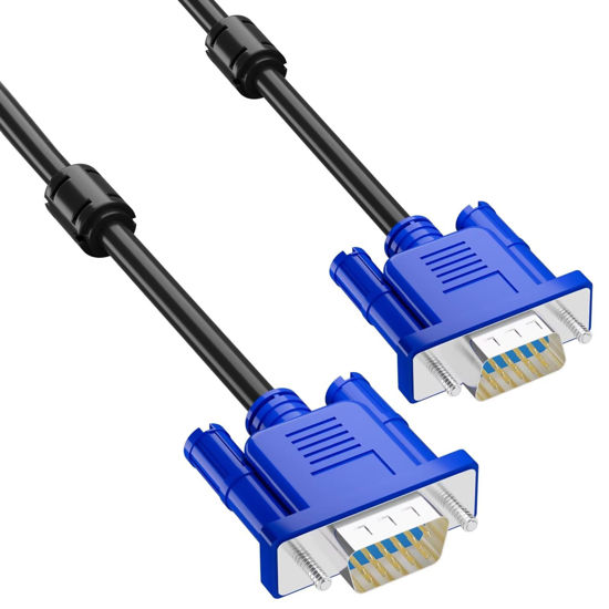 Picture of HYANGQU 6ft VGA Cable, VGA to VGA Monitor Cable, Male-to-Male Vga Cord for Video Transmission Cable, PC or Laptop to Monitor/Projector with VGA Plug Port - Ideal for Office or Home Use