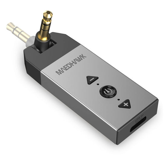 Picture of Bluetooth Aux Adapter for Car, Maedhawk Aux to Bluetooth 5.2 Audio Receiver for Car Home Stereo Speaker Headphone, Rotatable 3.5mm Wireless Aux Bluetooth Car Adapter, Handsfree Calls, A2DP