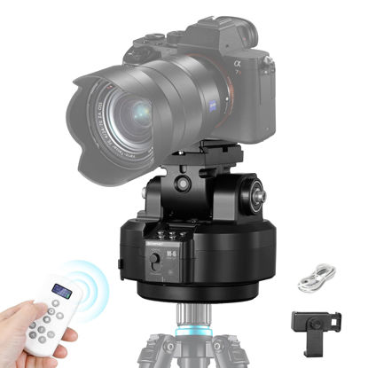 Picture of Soonpho M6 Auto Face Tracking Motorized Rotating Panoramic Tripod Head, Remote Control 360° Pan Tilt Head with Mobile Phone Clip for DSLR Cameras, Camcorders, Smartphones, Tripod