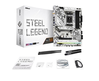 Picture of ASRock B650 Steel Legend WiFi AMD Socket AM5 Ryzen™ 8000 and 7000 Series Processors 4 SATA3, 1 Blazing M.2 (PCIe Gen5x4), 2 Hyper M.2 (PCIe Gen4x4)
