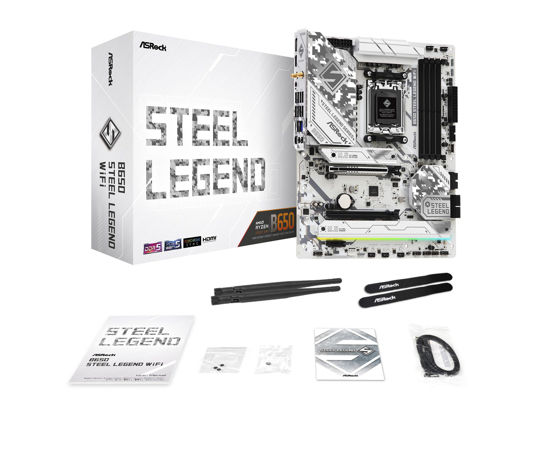 Picture of ASRock B650 Steel Legend WiFi AMD Socket AM5 Ryzen™ 8000 and 7000 Series Processors 4 SATA3, 1 Blazing M.2 (PCIe Gen5x4), 2 Hyper M.2 (PCIe Gen4x4)