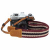 Picture of Padwa Lifestyle Stripes Camera Strap - 1.5" Crazy Horse Cowhide Head Soft Cotton Rope Weave Camera Straps for Photographers and All Cameras,Cute Adjustable Vintage Woven Strap for Adults & Kids