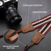 Picture of Padwa Lifestyle Stripes Camera Strap - 1.5" Crazy Horse Cowhide Head Soft Cotton Rope Weave Camera Straps for Photographers and All Cameras,Cute Adjustable Vintage Woven Strap for Adults & Kids