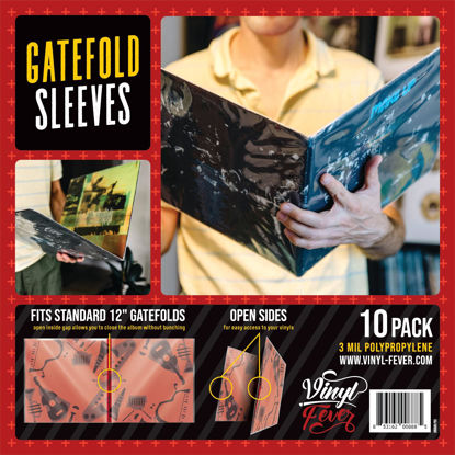 Picture of Gatefold Outer LP Sleeves for 12 Inch Vinyl Record Storage | 3 Mil Thick Poly Clear Record Sleeves with Easy Access to Records in Vinyl Albums | Plastic Sleeve Protector (10 Pack)