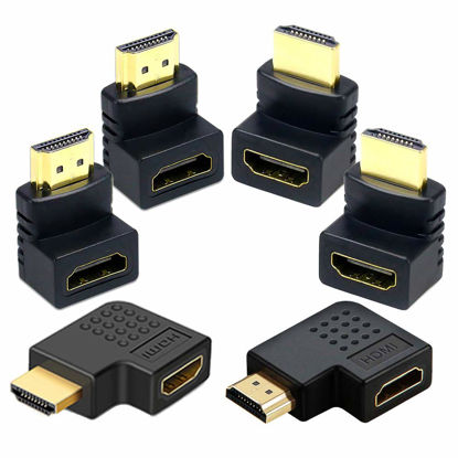 Picture of AONTOKY 6Pack 3D and 4K HDMI Angled Adapter Combo 4 Pcs 90 and 270 Degree 2 Pcs Vertical Flat Left and Right 90 Degree Male to Female HDMI Adapter TV Connector