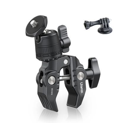 Picture of ULANZI R099 Super Clamp Camera Mount Clamp with 360° Ballhead, Bike/Bicycle/Motorcycle Handlebar Mount for Insta360/GoPro/AKASO/DJI Osmo Action Cameras, DSLR/Cameras/Lights Pole Tube Mount