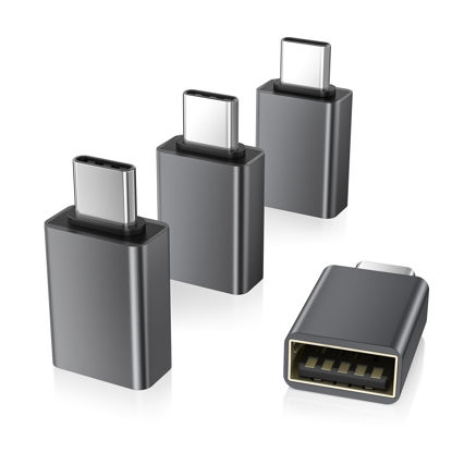 Picture of Elebase USB C to USB Adapter 4Pack,USBC Male to USB 3.0 Female MacBook Pro Air Adapter,Type C Thunderbolt 3 OTG Converter for Flash Thumb Drive,iPad,Mac,Apple iPhone 16 15,Samsung S24,Laptop,Tablets