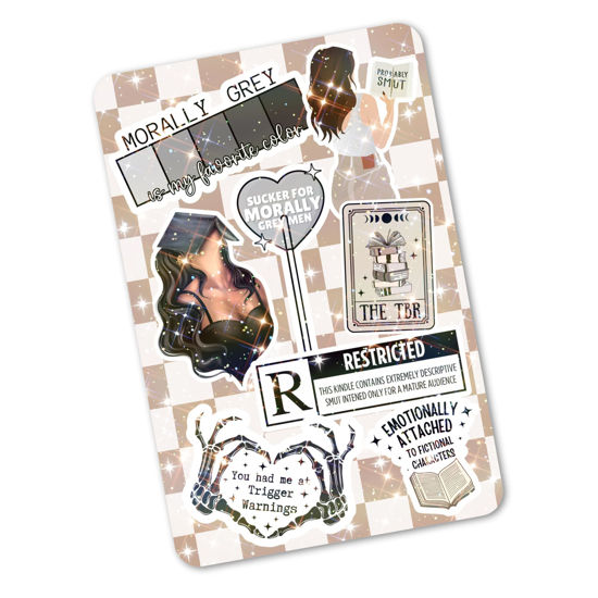 Picture of Clear Back Cover Insert for Kindle Basic 6" | Bookish Cardstock Insert for Kindle E Reader | Booktok Holographic Sticker Case Insert | Smutty Romance Book Gifts for Her | Smut Fantasy Romancy Lover