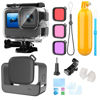 Picture of HONGDAK Waterproof Housing Case Accessories Kit for Gopro Hero 12 11 10 9 Black,196FT/60M Underwater Protective Housing Dive Kit with Float Handle Silicone Sleeve Lens Cap Filters Anti-Fog Inserts