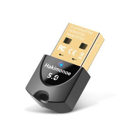 Picture of Hakimonoe Upgraded Bluetooth 5.4 Adapter for PC Laptop, Wireless USB Transmitter Dongle for Desktop Windows 11 10 8.1 7, Plug n Play Bluetooth Headphones Headset Speaker Mouse Keyboard Game Controller