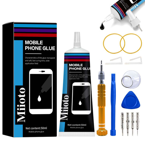 Picture of Phone Glue Kit Screen Repair Adhesive with Repair Tools for Electronic Screen Multi-Function Phone Repair Glue Craft Adhesive Kit for Electronic Screen, Cell Phone Screen (Black, 50ml)