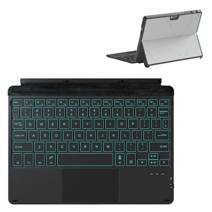 Picture of Qulose Keyboard Case for Surface Go (3/2/1) - Black, 7 Color Backlight, Magnetic Detachable, Rechargeable Bluetooth Keyboard with Trackpad