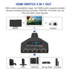 Picture of HDMI Switch 3 in 1 Out 4K@60Hz, HDMI Splitter Switcher with 1.4 FT HDMI 2.0 Cable, 3 Way HDMI Hub, Multi-Port HDMI Adapter Supports 3D, HDCP2.2, HDR Compatible with Laptop, Xbox, Blu-Ray Player, etc.