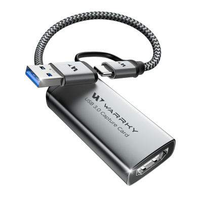 Picture of WARRKY Video Capture Card, USB3.0 HDMI Capture Card 1080P 60FPS with Type-C Adapter, USB C Capture Card for Streaming [Nylon Braided Cable, Aluminum Shell] Compatible with Windows, MacOS, Switch, OBS