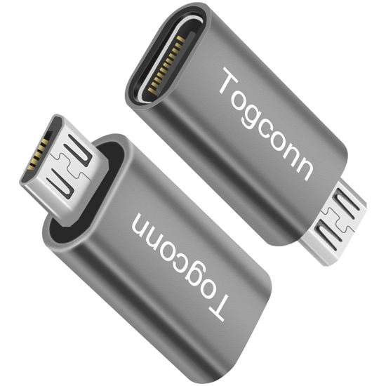 Picture of Togconn USB C to Mirco USB Adapter (2 Pack),Type C (Female) to Micro USB (Male) Convert Connector, Support Charge & Data Sync for Galaxy S7 Edge, S6, Nexus 6/5, and Other Micro USB Devices