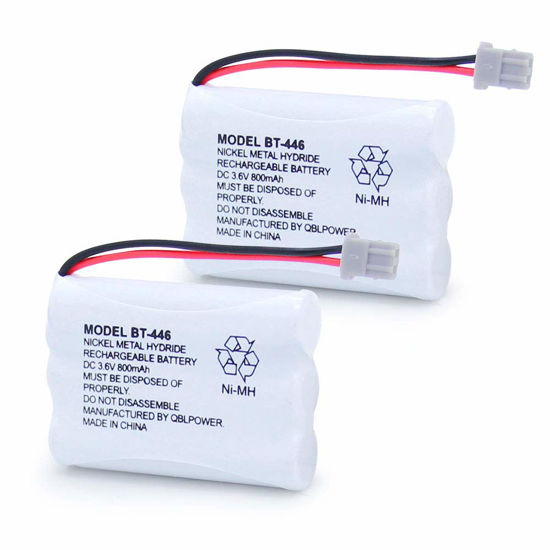 Picture of QBLPOWER BT446 BT-446 Cordless Phone Battery Rechargeable Compatible with Uniden BBTY0503001 BT-1004 BT-1005 GE-TL26402 BT-504 CPH-488B 3.6V 800mAh (2 Pack)