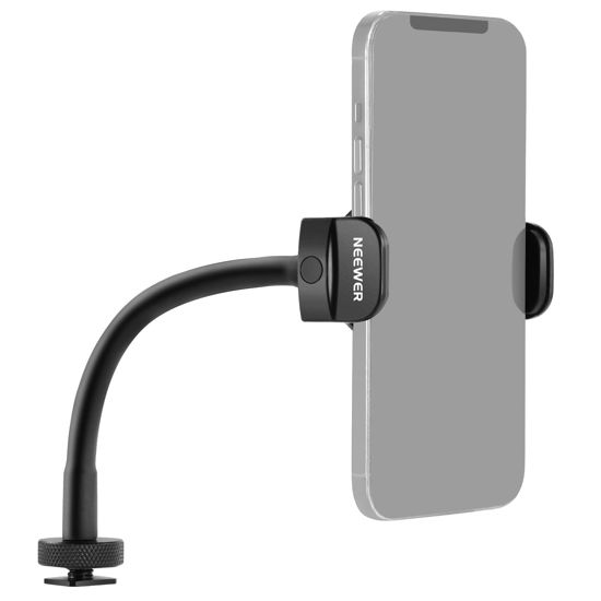 Picture of NEEWER Flexible Phone Holder with Cold Shoe for Ring Light, LED Video Light, 2.56"-3.74"/6.5-9.5cm 360° Cellphone Clamp, Compatible with iPhone 15 Pro Max Galaxy S24 Ultra Huawei, SP-09