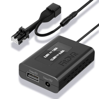 Picture of FitDVR Dash Camera Power Adapter (10-Pin) for Subaru Nissan Mazda Infiniti, Connects to Auto Dimming Mirror, Built-in USB Power Source, LED Display, Easy to Install, 5V 12V Output, D3-033