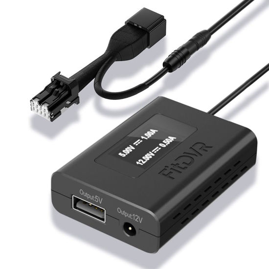 Picture of FitDVR Dash Camera Power Adapter (10-Pin) for Subaru Nissan Mazda Infiniti, Connects to Auto Dimming Mirror, Built-in USB Power Source, LED Display, Easy to Install, 5V 12V Output, D3-033