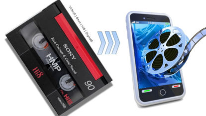 Picture of Video8, Hi8, Digital8, 8mm Video Tape Transfer Service, Digitization to Digital MP4 (MPEG4) file by Lotus Media (1)
