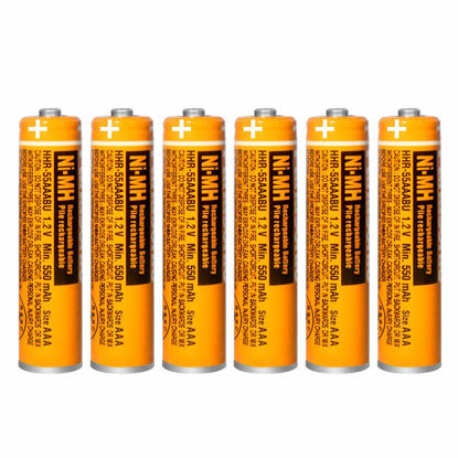 Picture of 6 Pack HHR-55AAABU NI-MH Rechargeable Battery for Panasonic 1.2V 550mAh AAA Battery for Cordless Phones