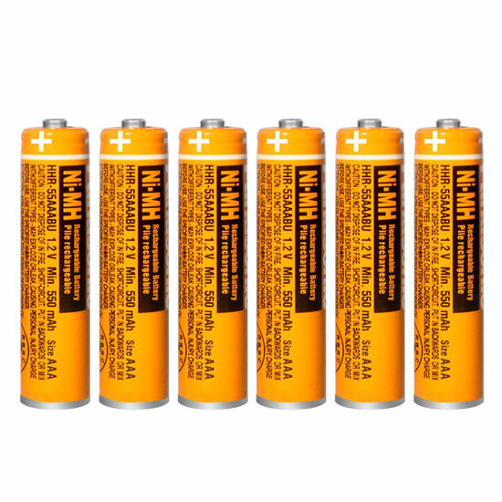 Picture of 6 Pack HHR-55AAABU NI-MH Rechargeable Battery for Panasonic 1.2V 550mAh AAA Battery for Cordless Phones