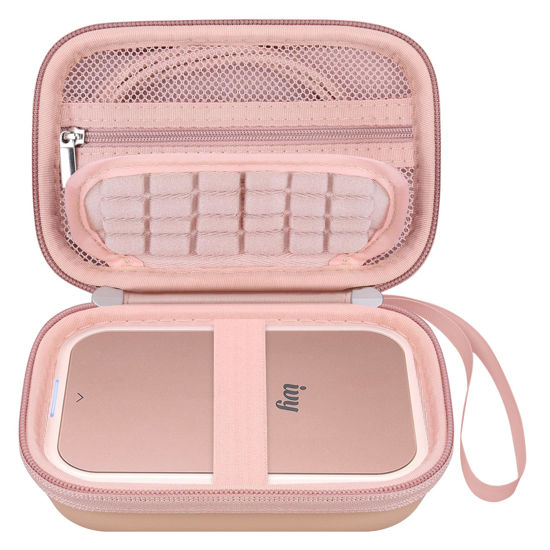 Picture of Elonbo Carrying Case for Canon Ivy Mini/Canon Ivy 2 Mini Photo Printer, Canon Ivy CLIQ CLIQ+ CLIQ 2 CLIQ+2 Portable Bluetooth Instant Camera Printer, Mesh Bag fits Photo Paper Cable, Rose Gold+ Gold