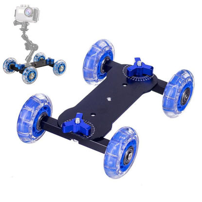 Picture of Camera Dolly Wheel, HuaerHui Scaled Video Table Dolly Rolling Slider Portable Mini Desktop Dolly Car for Low-Level Shooting Compatible w/DSLR Camera Camcorder Mirrorless Cameras Cellphones