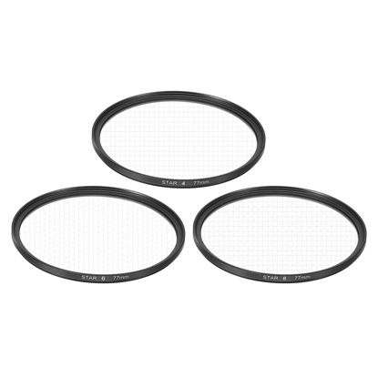 Picture of MECCANIXITY 77mm Star Lens Filter, 1 Set Starburst Lens Filter 4 Points 6 Points 8 Points Star Camera Lens Filter for Night Scenery Glassworks