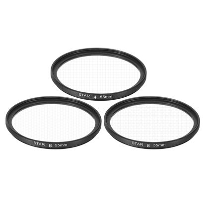 Picture of MECCANIXITY 55mm Star Lens Filter, 1 Set Starburst Lens Filter 4 Points 6 Points 8 Points Star Camera Lens Filter for Night Scenery Glassworks
