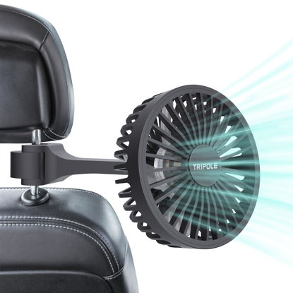 Picture of TriPole Car Fan for Rear Seat USB Powered Car Cooling Fan Powerful 3 Speed 5V Air Circulation Fan with Adjustable Clip for Vehicles SUV RV