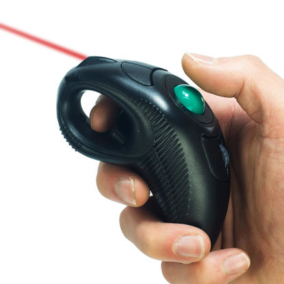 Picture of YUMQUA Y-10L Finger Handheld Trackball Mouse with Laser Pointer, 2.4G USB Wireless Trackball Mouse for Laptop Computer PC