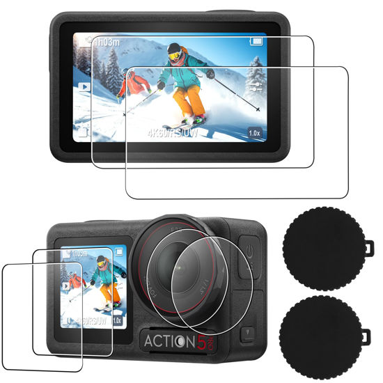 Picture of CYNOVA DJI Osmo Action 5 Pro Screen Protector for DJI Action 5 Pro Accessories, Ultra Clear Tempered Glass Screen Protector with 2 Pack Silicone Lens Cover, Anti Scratch, Bubble Free, Ultra Resistant