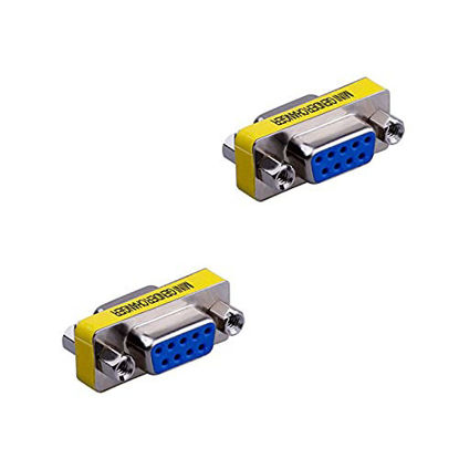Picture of LuoQiuFa 2 Pack Rs232 Serial Cable 9 Pin DB9 Female to FemaleGender Changer Coupler Adapter Connector