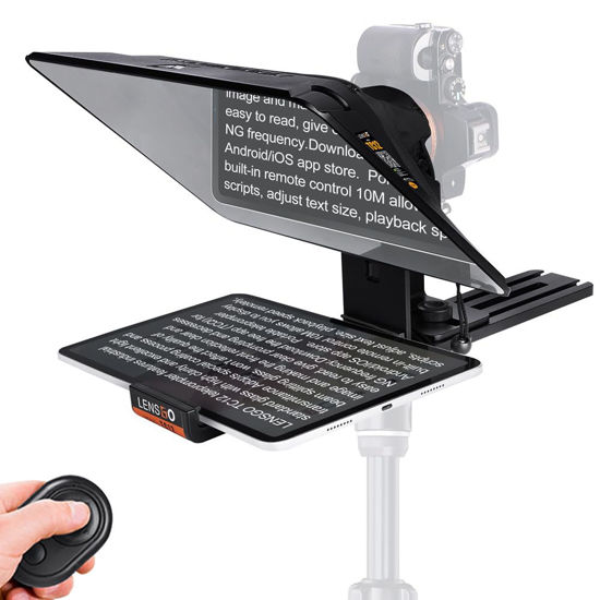 Picture of LENSGO 12.9'' Teleprompter for Camera iPhone iPad Tablet Smartphone DSLR with Remote Control,APP Compatible with iOS/Android for Vlogger,Video, Live Streaming, Interviews,Online Teaching (TC12)