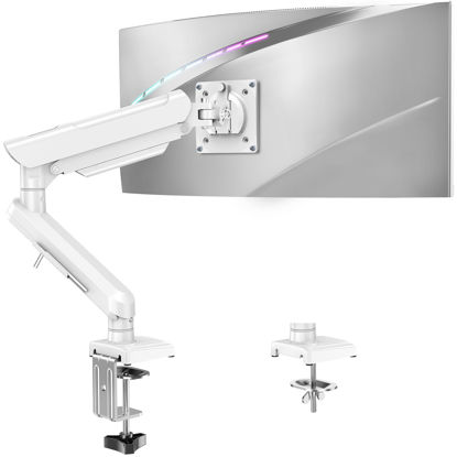 Picture of Single Monitor Mount for 13-32 inch Screen, Monitor Desk Mount Gas Spring Arm, Gaming Monitor Arm Holds 4.4-22 lbs, Home Office VESA Monitor Mount with Clamp & Grommet Base, Freelift Pro White