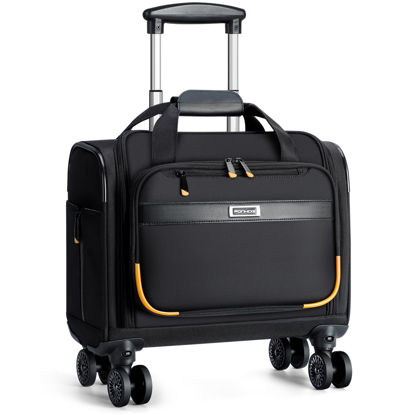 Picture of Ponhog Rolling Laptop Bag - Rolling Briefcase with 4 Spinner Wheels, 14 Inch 1680D Nylon Water Resistant Computer Bag for Men and Women Work Travel, Black