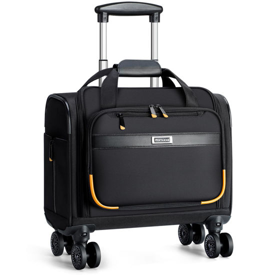 Picture of Ponhog Rolling Laptop Bag - Rolling Briefcase with 4 Spinner Wheels, 14 Inch 1680D Nylon Water Resistant Computer Bag for Men and Women Work Travel, Black